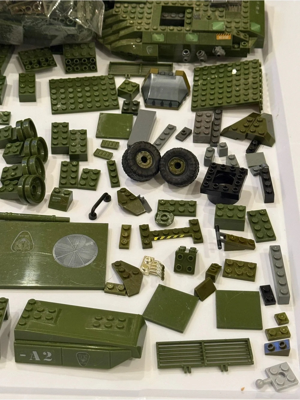 Army vehicle blocks pieces parts elements lot